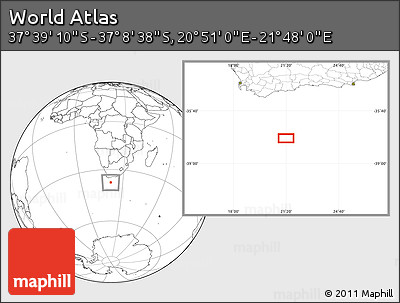 Blank Location Map of the Area around 37° 23' 54" S, 21° 19' 30" E