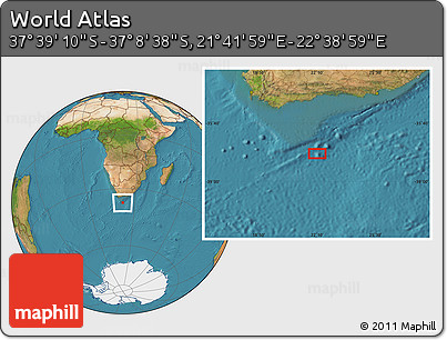 Satellite Location Map of the Area around 37° 23' 54" S, 22° 10' 29" E