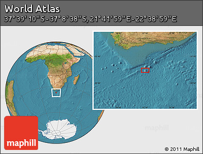 Satellite Location Map of the Area around 37° 23' 54" S, 22° 10' 29" E