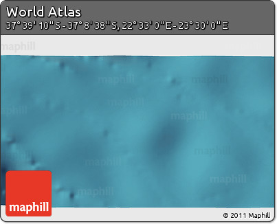 Satellite 3D Map of the Area around 37° 23' 54" S, 23° 1' 29" E