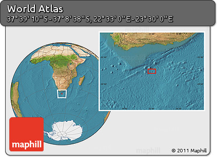 Satellite Location Map of the Area around 37° 23' 54" S, 23° 1' 29" E
