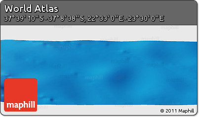 Physical Panoramic Map of the Area around 37° 23' 54" S, 23° 1' 29" E