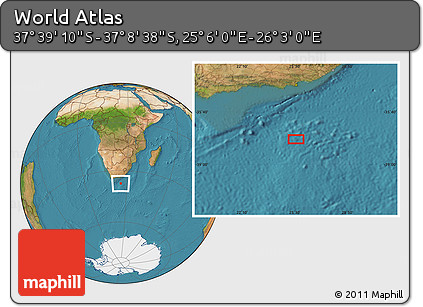 Satellite Location Map of the Area around 37° 23' 54" S, 25° 34' 30" E