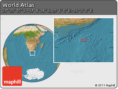 Satellite Location Map of the Area around 37° 23' 54" S, 25° 34' 30" E