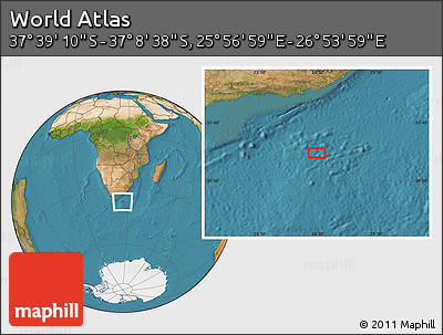 Satellite Location Map of the Area around 37° 23' 54" S, 26° 25' 29" E