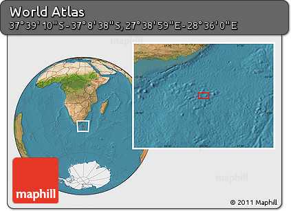 Satellite Location Map of the Area around 37° 23' 54" S, 28° 7' 30" E