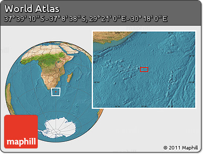 Satellite Location Map of the Area around 37° 23' 54" S, 29° 49' 30" E
