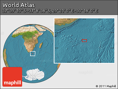 Satellite Location Map of the Area around 37° 23' 54" S, 29° 49' 30" E