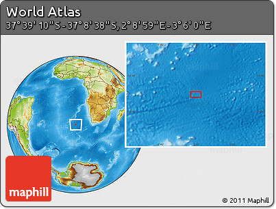 Physical Location Map of the Area around 37° 23' 54" S, 2° 37' 30" E