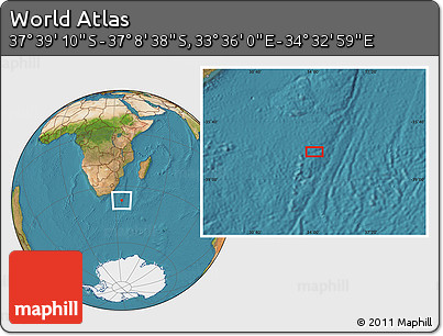 Satellite Location Map of the Area around 37° 23' 54" S, 34° 4' 30" E