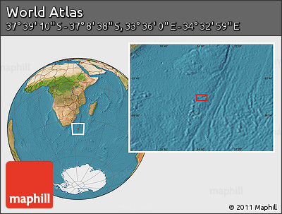 Satellite Location Map of the Area around 37° 23' 54" S, 34° 4' 30" E