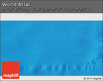 Physical 3D Map of the Area around 37° 23' 54" S, 34° 46' 29" W