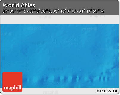 Physical 3D Map of the Area around 37° 23' 54" S, 34° 46' 29" W