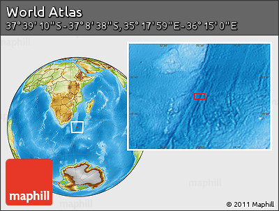 Physical Location Map of the Area around 37° 23' 54" S, 35° 46' 29" E