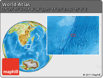 Physical Location Map of the Area around 37° 23' 54" S, 35° 46' 29" E