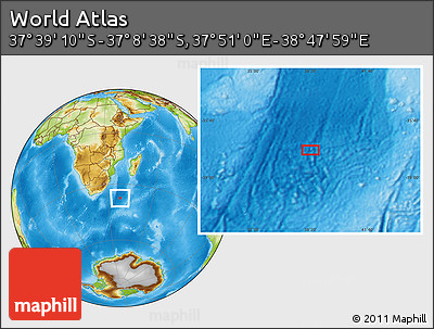 Physical Location Map of the Area around 37° 23' 54" S, 38° 19' 30" E