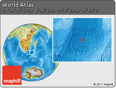 Physical Location Map of the Area around 37° 23' 54" S, 38° 19' 30" E