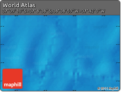 Shaded Relief Map of the Area around 37° 23' 54" S, 38° 10' 29" W