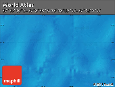 Shaded Relief Map of the Area around 37° 23' 54" S, 38° 10' 29" W