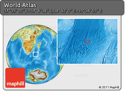 Physical Location Map of the Area around 37° 23' 54" S, 39° 10' 29" E