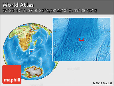 Physical Location Map of the Area around 37° 23' 54" S, 39° 10' 29" E