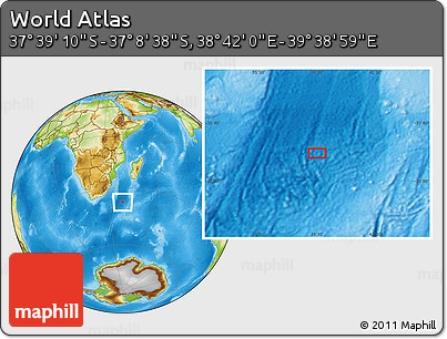 Physical Location Map of the Area around 37° 23' 54" S, 39° 10' 29" E
