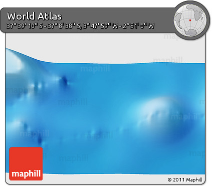 Physical 3D Map of the Area around 37° 23' 54" S, 3° 19' 30" W