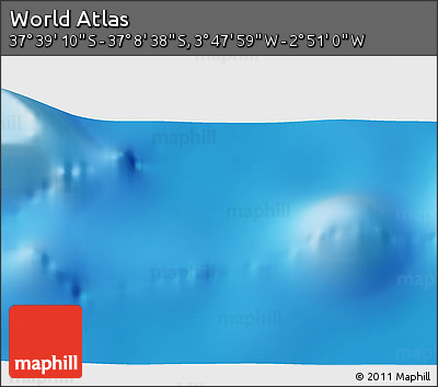 Physical 3D Map of the Area around 37° 23' 54" S, 3° 19' 30" W