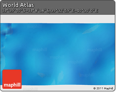 Physical 3D Map of the Area around 37° 23' 54" S, 40° 1' 29" E