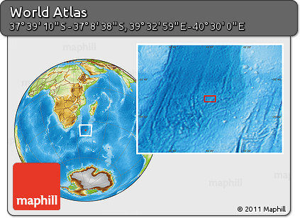 Physical Location Map of the Area around 37° 23' 54" S, 40° 1' 29" E