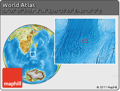 Physical Location Map of the Area around 37° 23' 54" S, 40° 1' 29" E