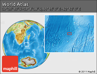 Physical Location Map of the Area around 37° 23' 54" S, 41° 43' 30" E
