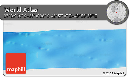 Physical Panoramic Map of the Area around 37° 23' 54" S, 43° 25' 29" E