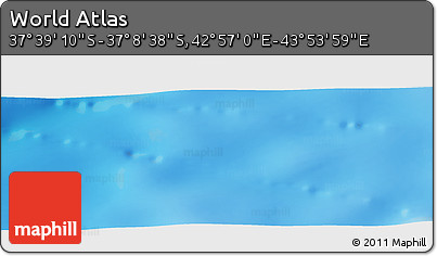 Physical Panoramic Map of the Area around 37° 23' 54" S, 43° 25' 29" E