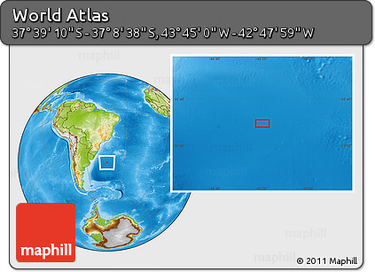 Physical Location Map of the Area around 37° 23' 54" S, 43° 16' 29" W