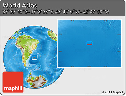 Physical Location Map of the Area around 37° 23' 54" S, 43° 16' 29" W