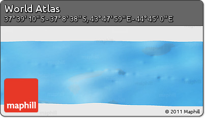Physical Panoramic Map of the Area around 37° 23' 54" S, 44° 16' 29" E