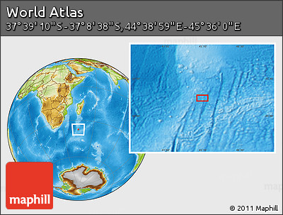 Physical Location Map of the Area around 37° 23' 54" S, 45° 7' 30" E