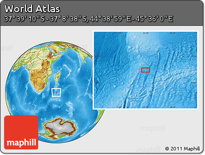 Physical Location Map of the Area around 37° 23' 54" S, 45° 7' 30" E