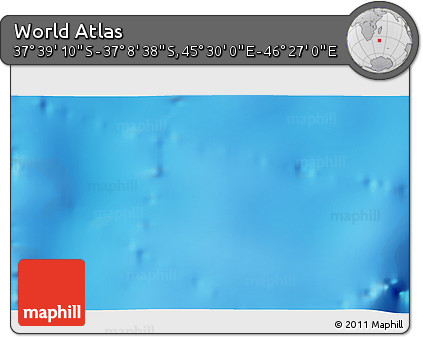 Physical 3D Map of the Area around 37° 23' 54" S, 45° 58' 30" E