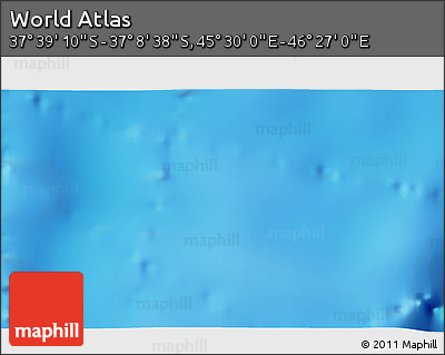 Physical 3D Map of the Area around 37° 23' 54" S, 45° 58' 30" E