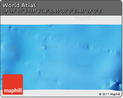 Physical 3D Map of the Area around 37° 23' 54" S, 45° 58' 30" E