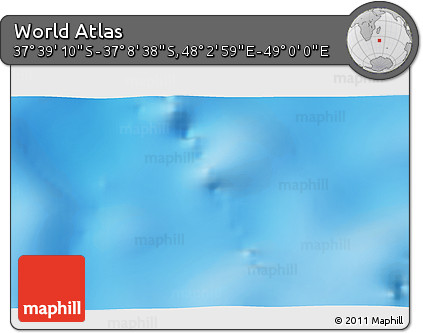 Physical 3D Map of the Area around 37° 23' 54" S, 48° 31' 29" E