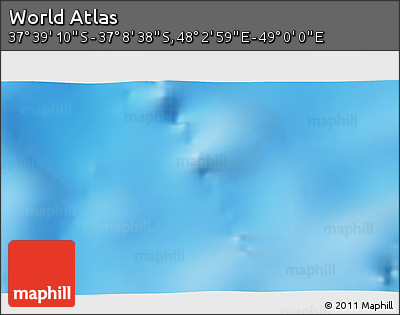 Physical 3D Map of the Area around 37° 23' 54" S, 48° 31' 29" E