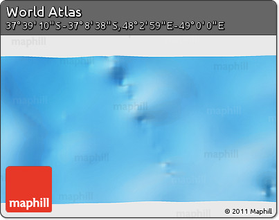 Physical 3D Map of the Area around 37° 23' 54" S, 48° 31' 29" E