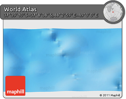 Shaded Relief 3D Map of the Area around 37° 23' 54" S, 48° 31' 29" E