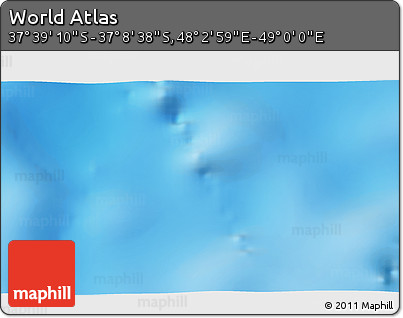 Shaded Relief 3D Map of the Area around 37° 23' 54" S, 48° 31' 29" E
