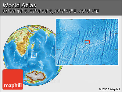 Physical Location Map of the Area around 37° 23' 54" S, 48° 31' 29" E