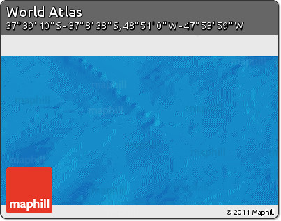Physical 3D Map of the Area around 37° 23' 54" S, 48° 22' 30" W