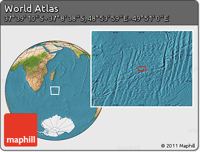 Satellite Location Map of the Area around 37° 23' 54" S, 49° 22' 30" E